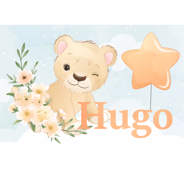 Store enrouleur chambre enfant lion mignon avec prénom - TenStickers