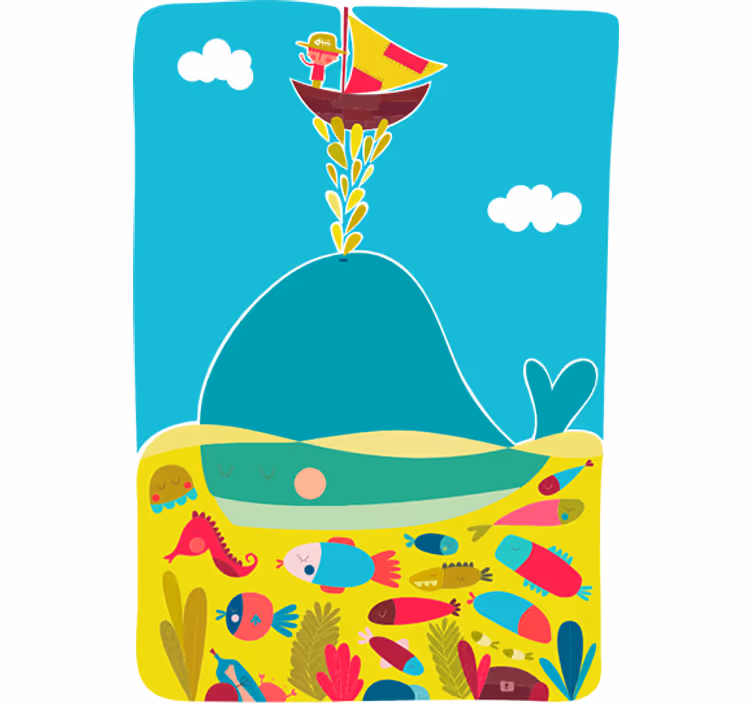 Store enrouleur chambre enfant dessin de baleine - TenStickers