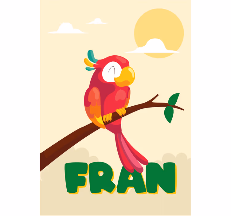Store enrouleur chambre enfant perroquet rouge avec nom - TenStickers