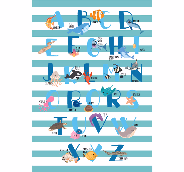 Store enrouleur chambre enfant alphabet de l'océan - TenStickers
