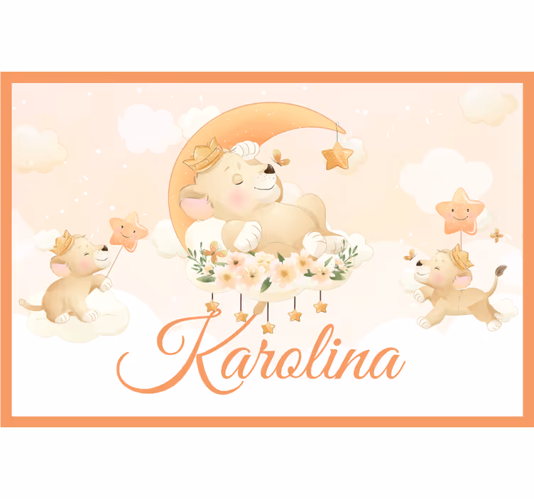 Store enrouleur chambre enfant animaux mignons lion avec nom - TenStickers