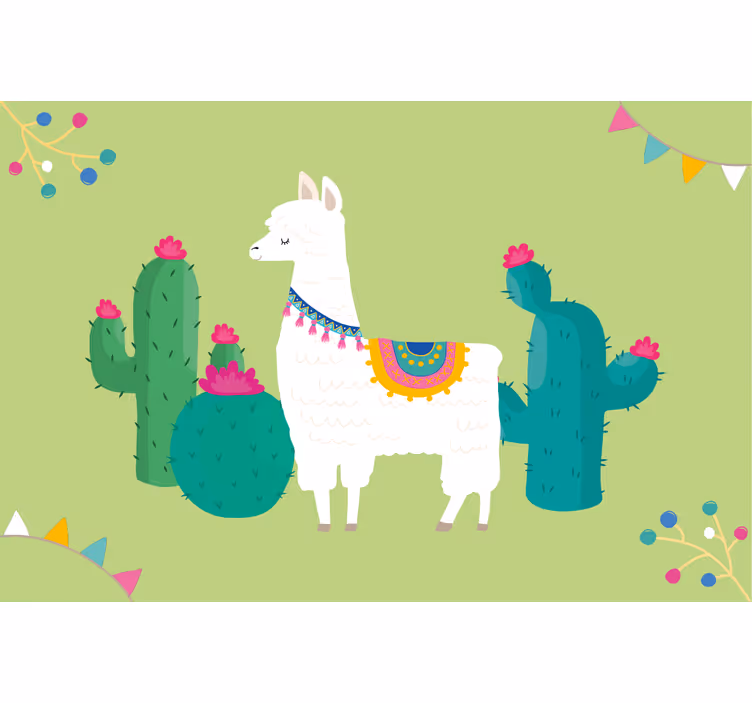 Store enrouleur chambre enfant illustration de lamas colorés - TenStickers