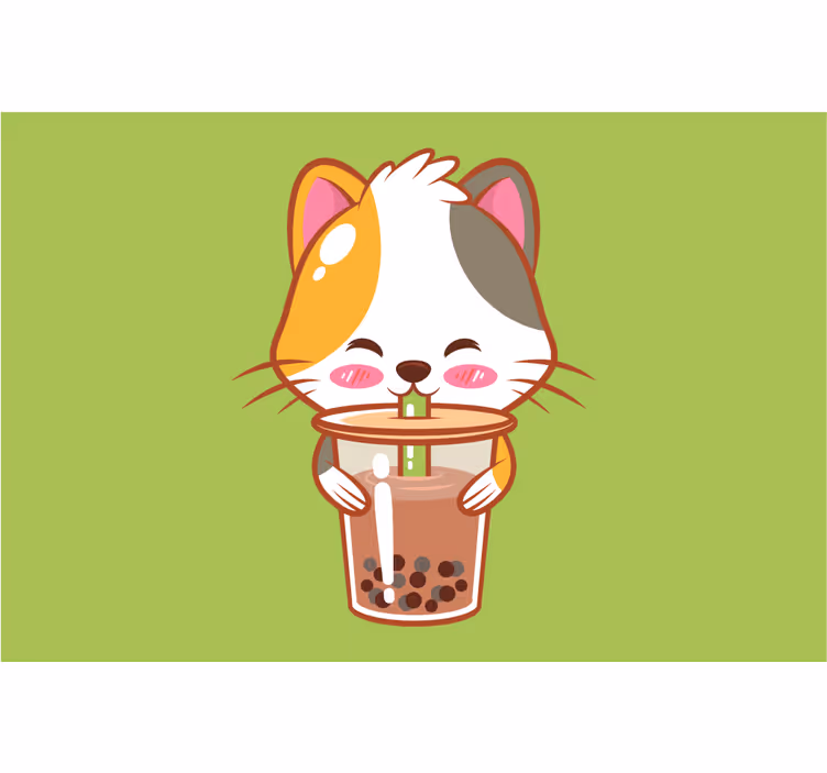 Store enrouleur chambre enfant chat buvant chocolat - TenStickers