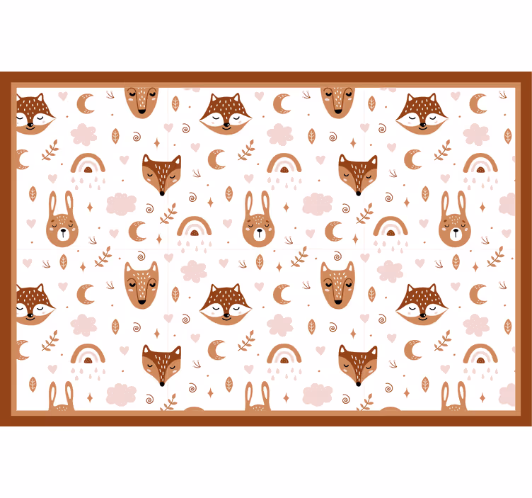 Store enrouleur chambre enfant animaux bruns et arcs-en-ciel - TenStickers