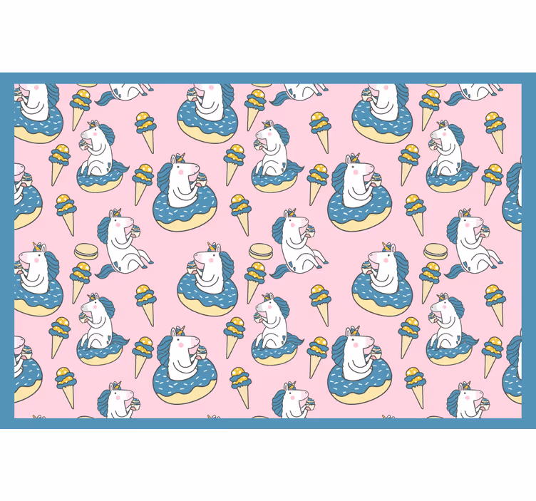 Store enrouleur chambre enfant licornes et glaces rose - TenStickers