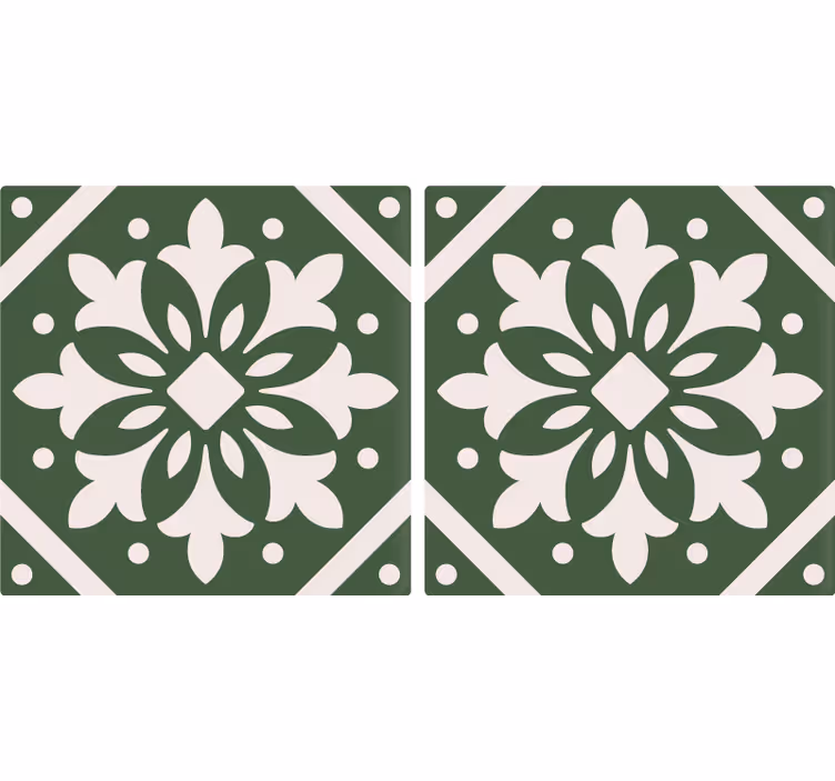 Store enrouleur cuisine motifs carreaux ciment fond vert - TenStickers