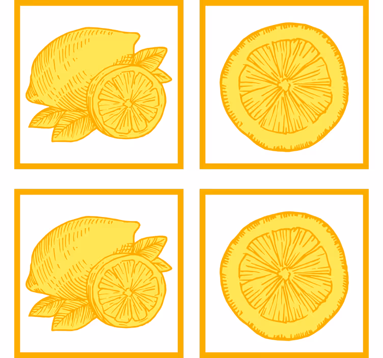 Store enrouleur cuisine carreaux orange et citron - TenStickers