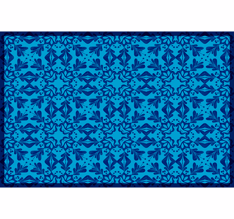 Store enrouleur bleu mosaïque florale avec bordure - TenStickers