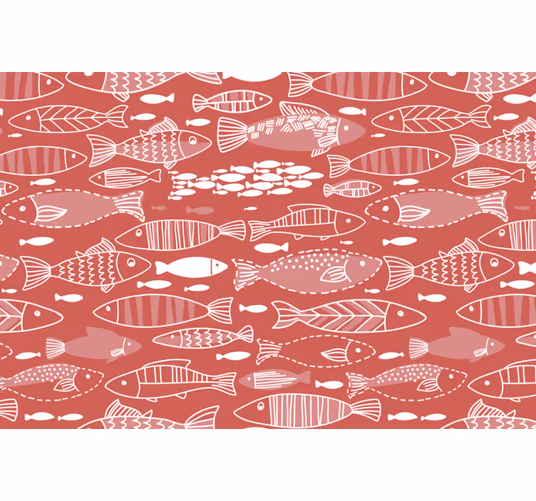 Store enrouleur rouge de nombreux poissons sous la mer - TenStickers
