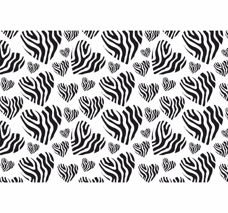 Store enrouleur noir motif zèbre cœur - TenStickers