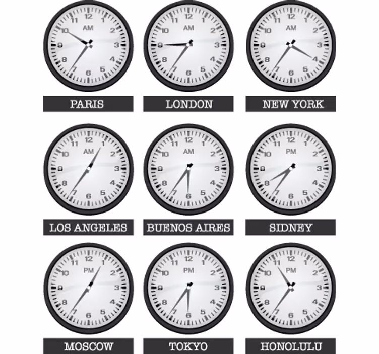 Store enrouleur bureaux décoratif horaires monde - TenStickers