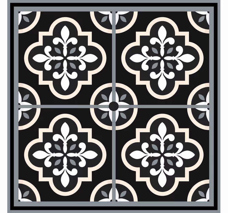 Store enrouleur bureaux motif floral noir et blanc - TenStickers