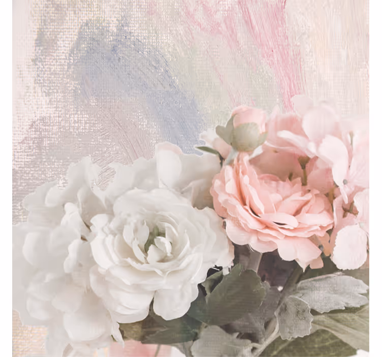 Store enrouleur salon fleurs blanches et roses shabby chic - TenStickers