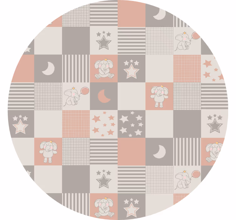 Store enrouleur chambre carreaux nordiques ronds éléphants - TenStickers