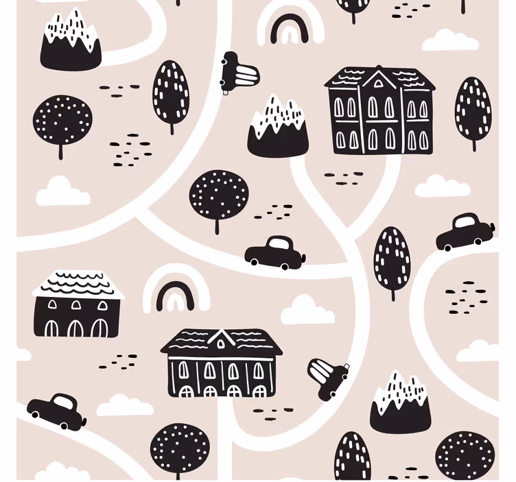 Store enrouleur chambre enfant routes noires et blanches - TenStickers