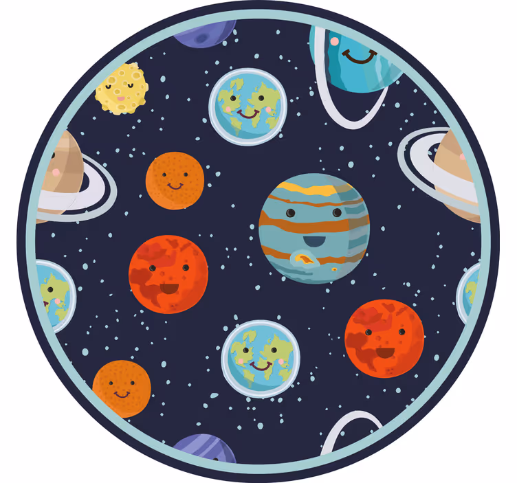 Store enrouleur chambre enfant cercle planètes sourires - TenStickers