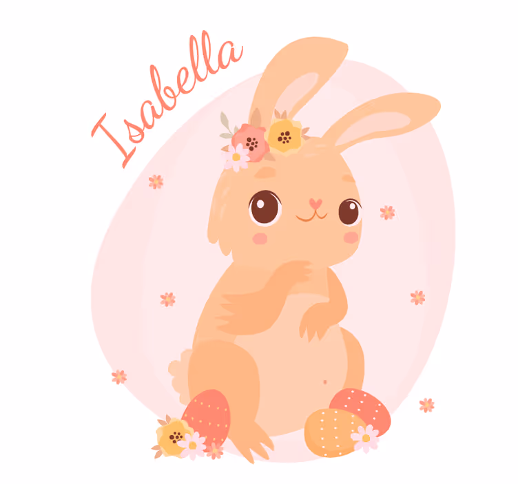 Store enrouleur chambre ado avec nom personnalisé lapin - TenStickers