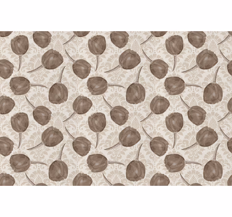 Store enrouleur beige motif tulipes grises et acanthes - TenStickers