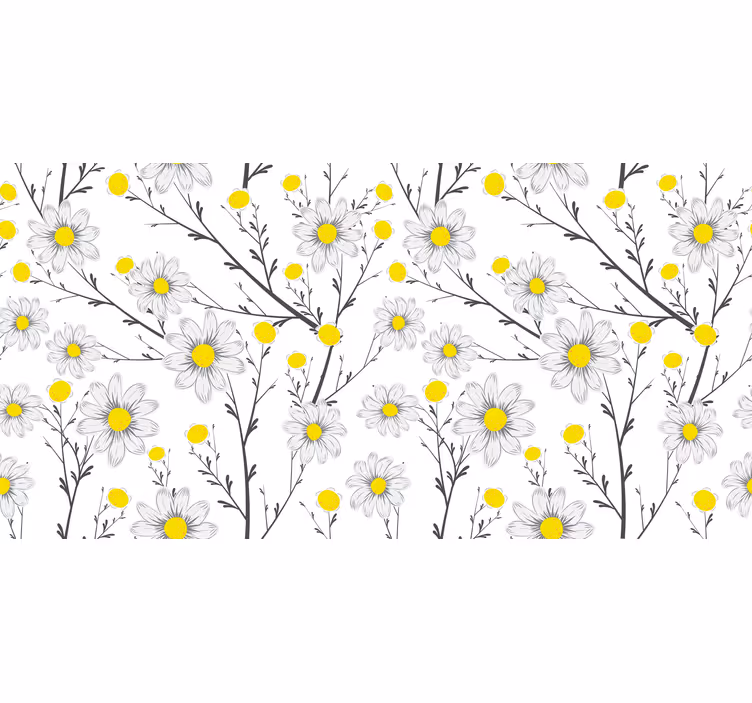 Store enrouleur blanc fleur marguerite classique - TenStickers