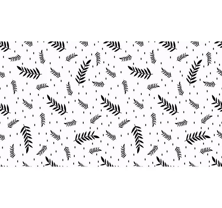 Store enrouleur blanc feuilles noir et blanc - TenStickers
