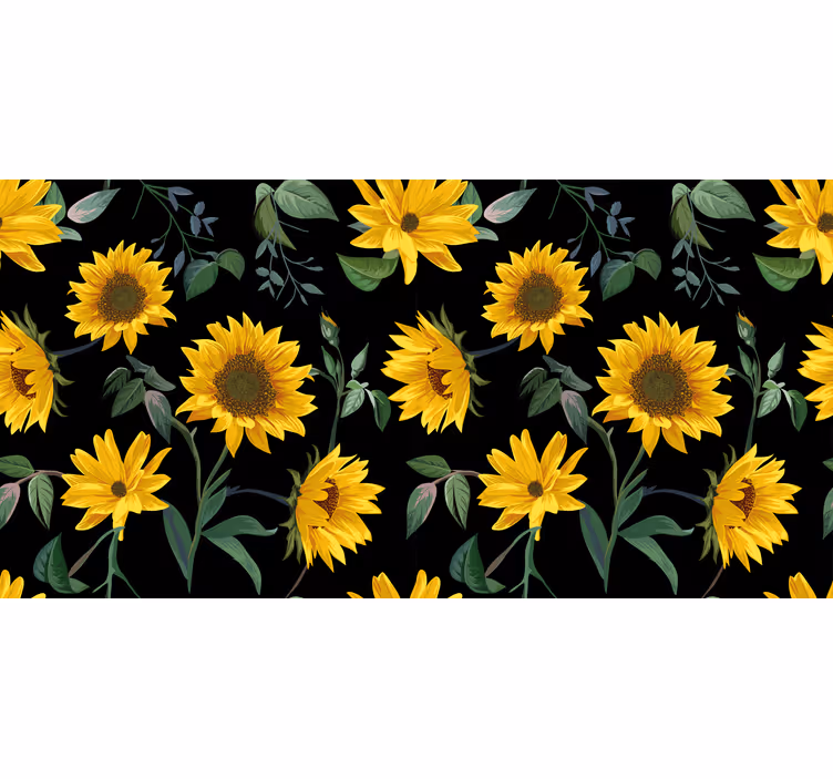Store enrouleur noir tournesols fond noir - TenStickers