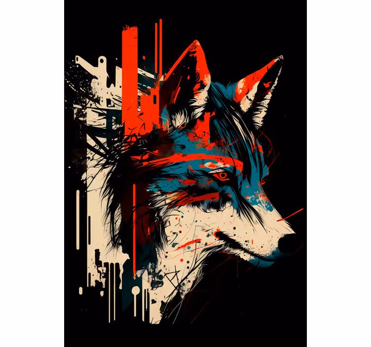 Store enrouleur chambre ado loup abstrait - TenStickers