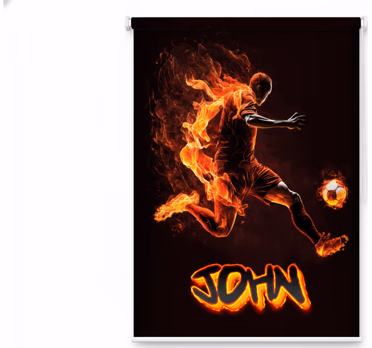 Store enrouleur chambre ado joueur de foot en flammes - TenStickers