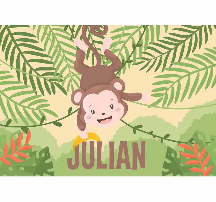 Store enrouleur amusant singe bébé suspendu à une branche - TenStickers