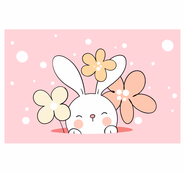 Store enrouleur amusant lapin sur fond à pois - TenStickers