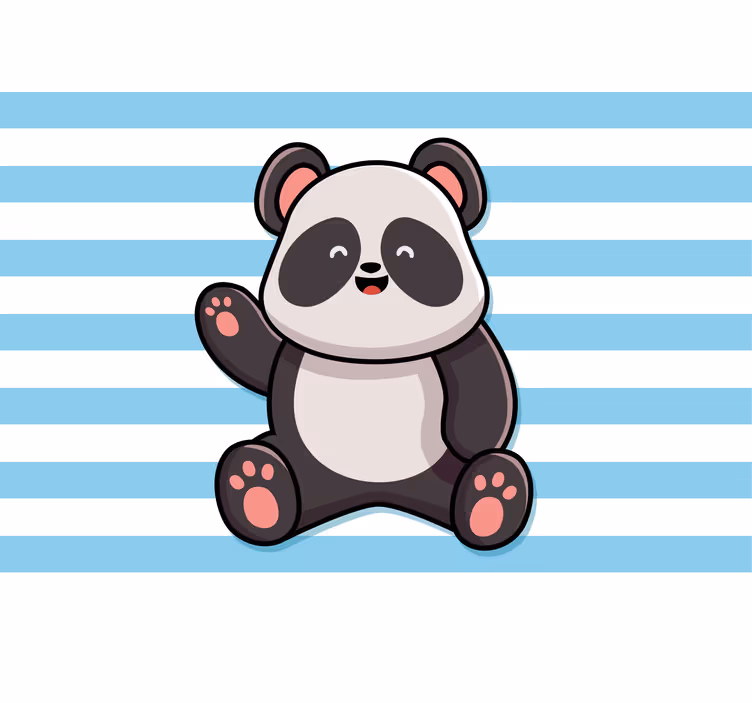 Store enrouleur amusant panda heureux sur fond rayé - TenStickers