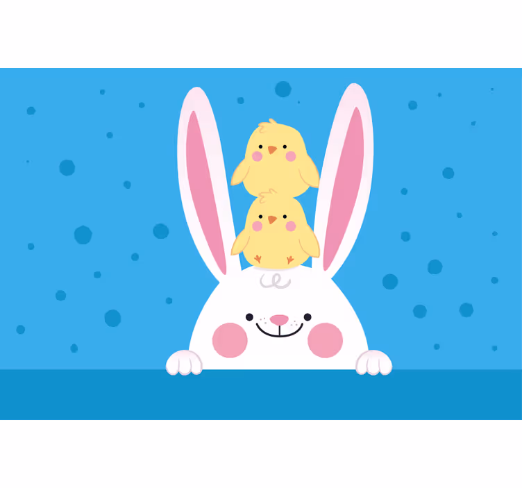 Store enrouleur amusant lapin avec des poules - TenStickers