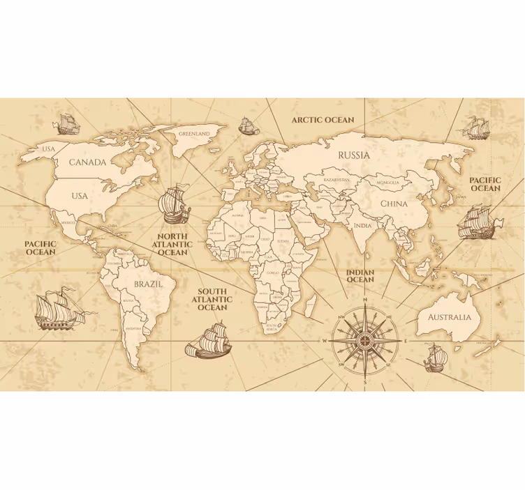 Store enrouleur carte du monde carte du monde sépia - TenStickers