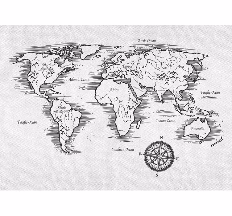 Store enrouleur carte du monde dessin élégant - TenStickers