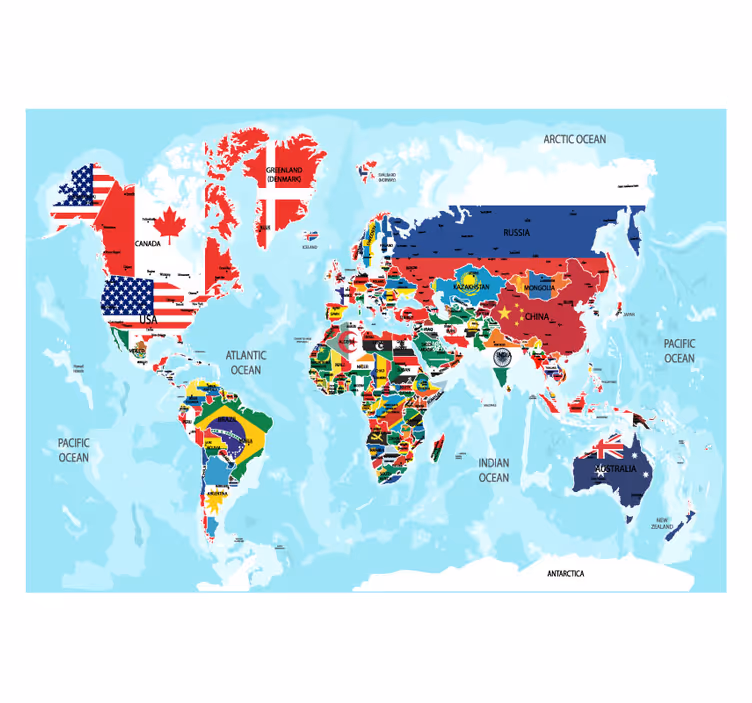 Store enrouleur carte du monde drapeaux de pays - TenStickers