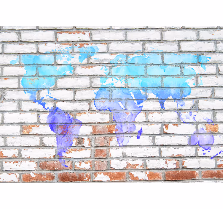 Store enrouleur carte du monde aquarelle bleue - TenStickers