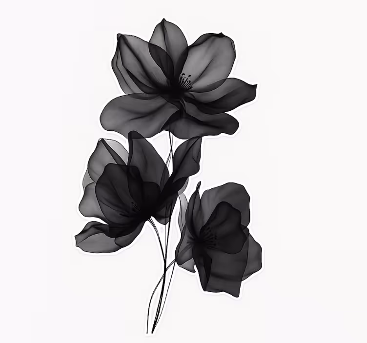 Store enrouleur chambre couple fleurs noires translucides - TenStickers