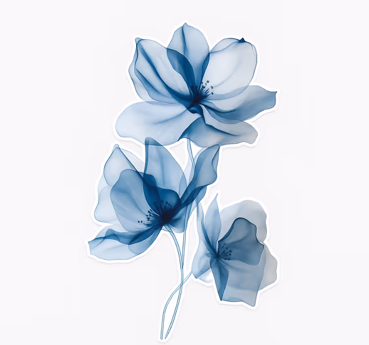 Store enrouleur fleur fleurs translucides bleues - TenStickers