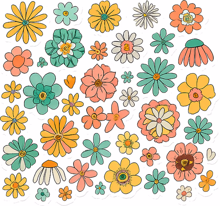 Store enrouleur chambre couple collection florale rétro 70s - TenStickers