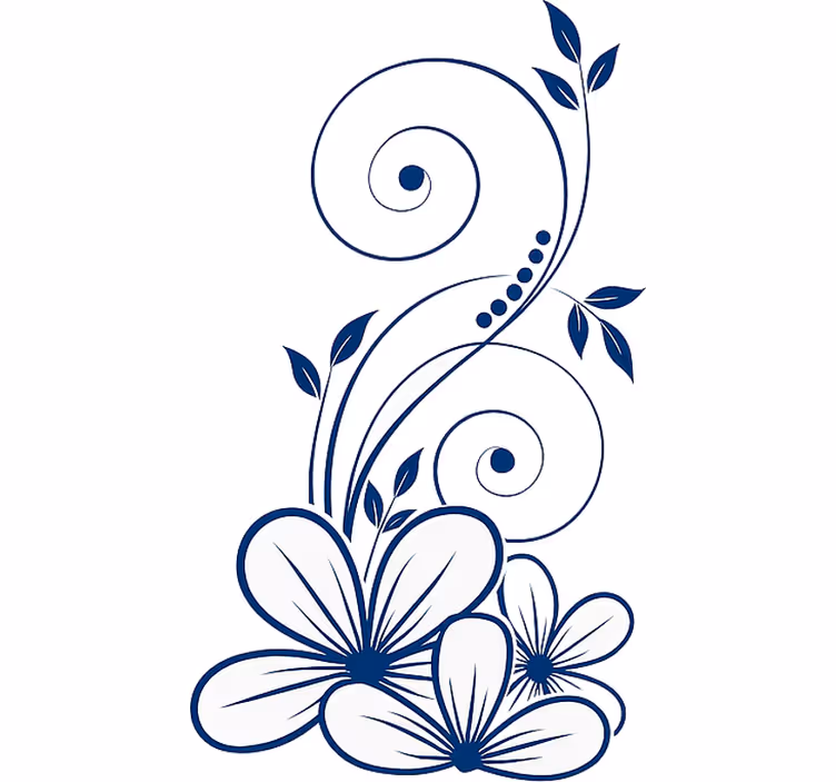 Store enrouleur fleur tourbillon floral bleu - TenStickers