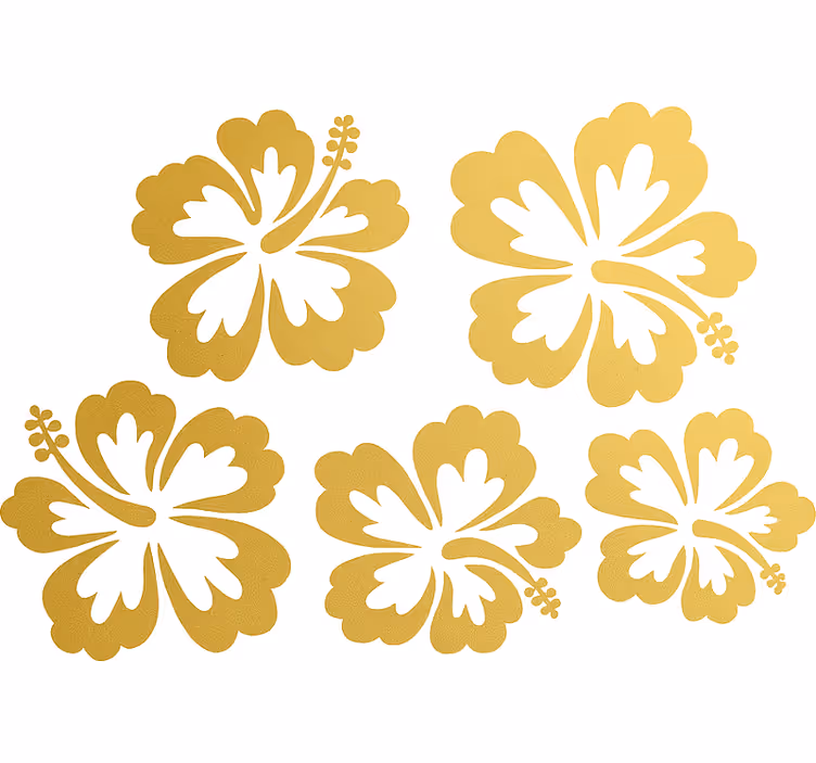 Store enrouleur fleur silhouette de fleurs d'hibiscus dorées - TenStickers