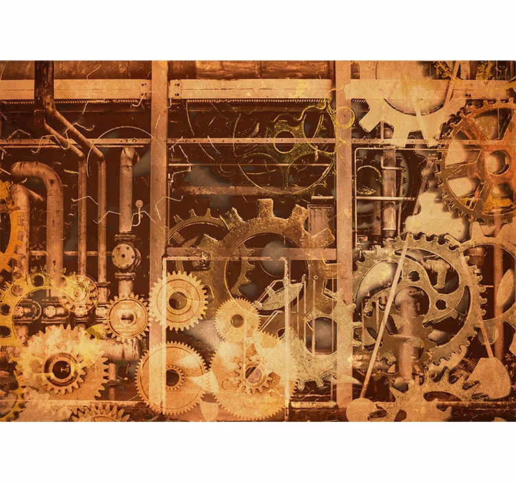 Store enrouleur rustique tuyaux industriels 3d or - TenStickers