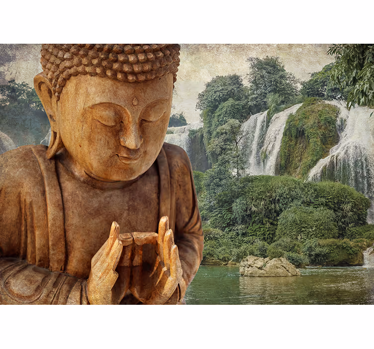 Store enrouleur motif zen cascade de bouddha serein - TenStickers
