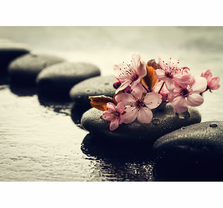 Store enrouleur motif zen pierres florales sérénité - TenStickers
