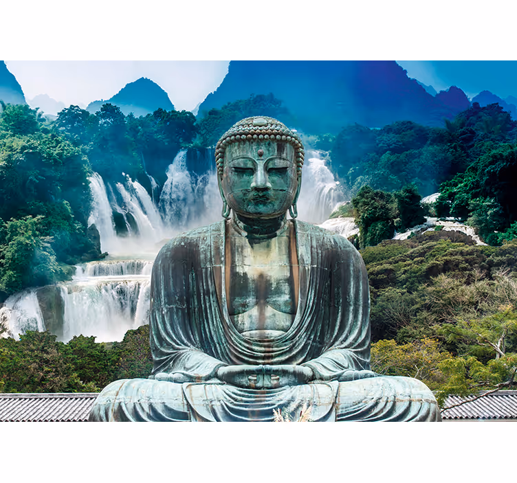 Store enrouleur motif zen cascade du bouddha serein - TenStickers