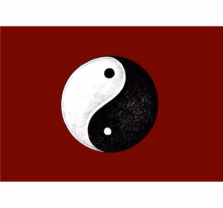 Store enrouleur motif zen yin yang sur fond rouge - TenStickers