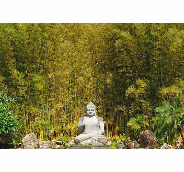 Store enrouleur motif zen bouddha gris nature verte - TenStickers