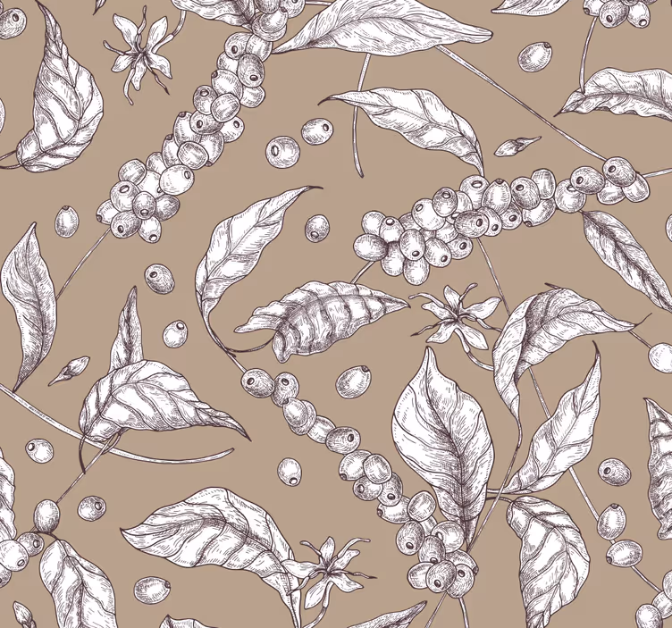 Store enrouleur marron motif plante à café - TenStickers