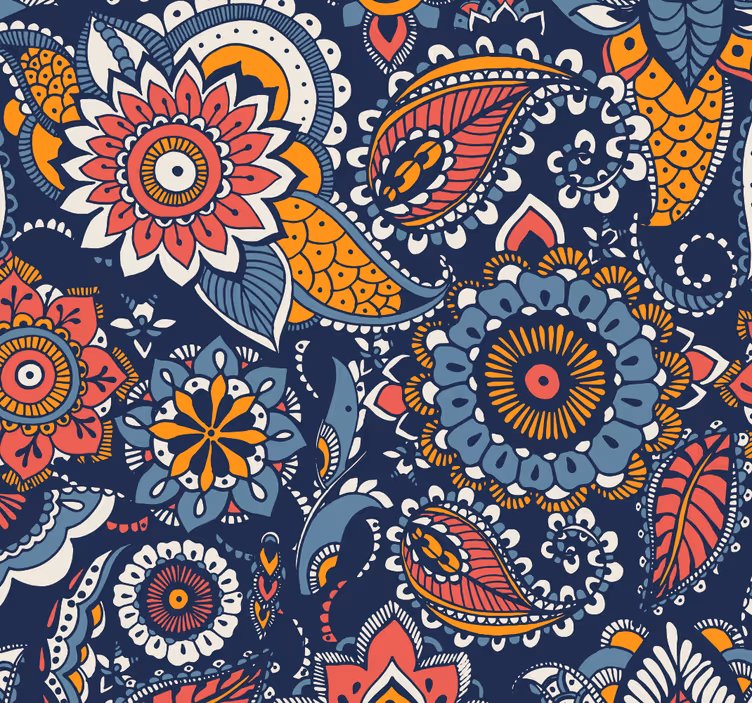 Store enrouleur extérieur motif ethnique bleu - TenStickers