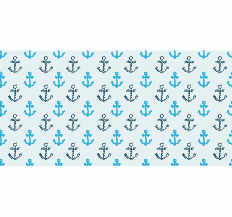Store enrouleur salle de bain motif ancres bleues déformées - TenStickers