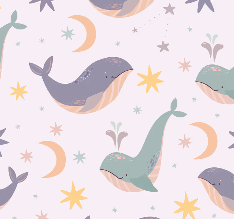 Store enrouleur chambre bébé motifs de baleines amusants - TenStickers